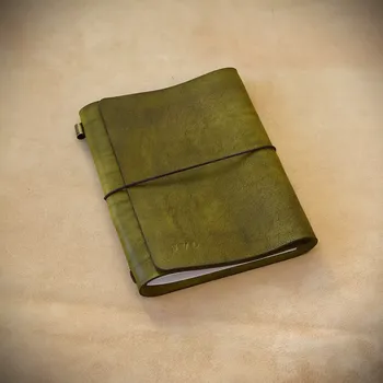 Zápisník Kožený zápisník trojdílný odstín olivově zelený