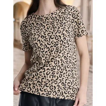 Oblečení a móda Sinsay - Tričko s leopardím potiskem - béžová - 002CH-08X - 002CH-08X-XXS