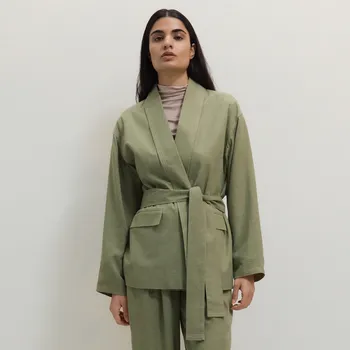 Dámský kabát Reserved - Bunda s vázáním - světle olivová - 464EN-81X - 464EN-81X-XL