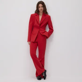 Reserved - Zvonové kalhoty s puky - červená - 284FT-33X - 284FT-33X-XXL