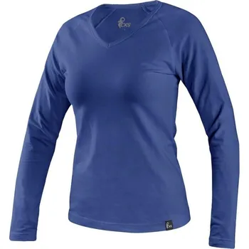 Pánské tričko CXS Tričko MARY, dámské, výstřih do V, dlouhý rukáv, středně modrá, vel. 2XL