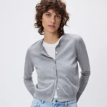 Dámský svetr Reserved - Kardigan na knoflíky s viskózou - středně šedá - WO200-85M - WO200-85M-M