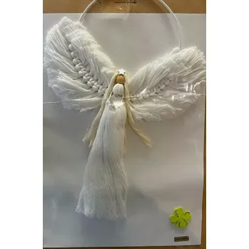 Macrame anděl - ruční výroba (Macrame andělka - zavěsit)