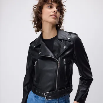 Reserved - Koženková bunda biker - černý - ZR678-99X - ZR678-99X-XXL