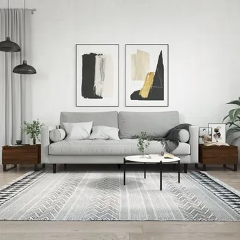Obývací pokoj vidaXL Konferenční stolky 2 ks 50x46x35 cm kompozitní dřevo [830879] Barva: hnědý dub