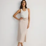 Reserved - Lněná sukně s páskem - béžová - 561EI-08M - 561EI-08M-S