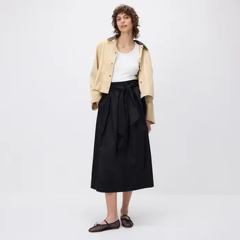 Dámská sukně Reserved - Midi sukně s&nbsp;ozdobným vázáním - černý - YR579-99X - YR579-99X-XL