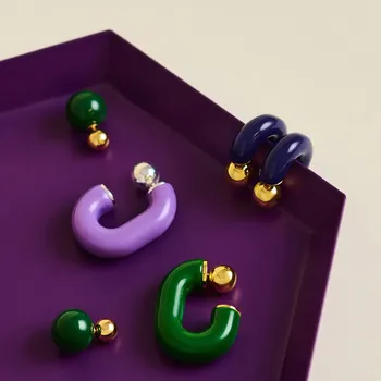 Náušnice Reserved - Oválné náušnice - zelená - 557EV-77X - 557EV-77X-ONE