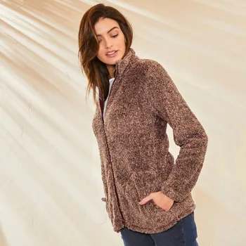 Pánská mikina Blancheporte Plyšová mikina na zip hnědošedý melír 46/48