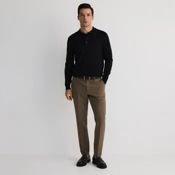 Pánské kalhoty Reserved - Kalhoty chino slim s&nbsp;příměsí viskózy - kávová - 555DV-84X - 555DV-84X-31