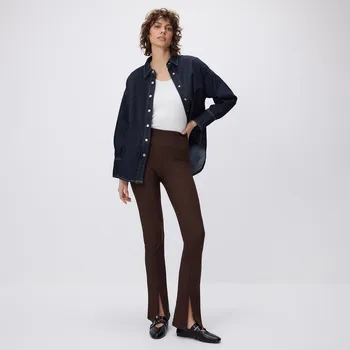 Reserved - Bootcut kalhoty s prošitím - hnědá - 9279B-88X - 9279B-88X-L