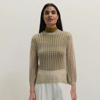 Dámský svetr Reserved - Ažurový svetr - zlatý - 488EN-GLD - 488EN-GLD-L