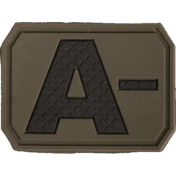 Nášivka MIL-TEC® Nášivka plast 3D na suchém zipu krevní skupina A- ZELENÁ