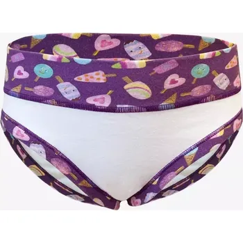 GINA dětské kalhotky klasické dívčí, úzký bok, šité, s potiskem Disco XIX 20027P levandulová bílá 128/134