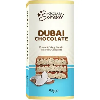Čokoláda Evreni Dubajská mléčná čokoláda s kokosovou náplní s těstovými nudlemi kadayif 95 g