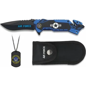 Bojový nůž Albainox Nůž zavírací AIR FORCE s identifikační známkou a pouzdrem