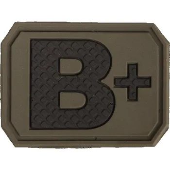 MIL-TEC® Nášivka plast 3D na suchém zipu krevní skupina B ZELENÁ