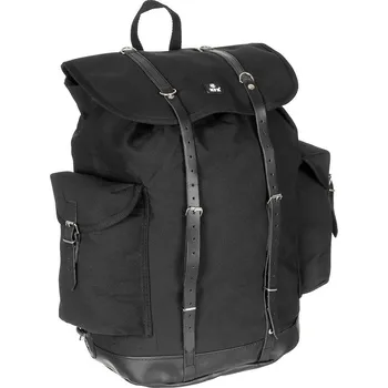 turistický batoh MFH Batoh horský BW 30L polstrované popruhy kožené řemínky ČERNÝ