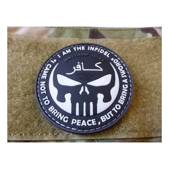 Nášivka JACKETS TO GO Nášivka INFIDEL PUNISHER plast ČERNÁ/BÍLÁ