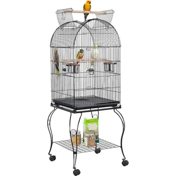 PRODUMAZAHRADU Ptačí kovová voliéra, klec pro papoušky - andulky 59x59x150cm