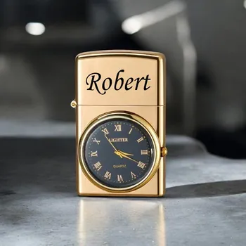 Zapalovač AE - Tower Light Compact - Luxusní kovový zapalovač s hodinami