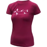 Sensor Merino Active Songbirds dámské tričko s krátkým rukávem, lilla S