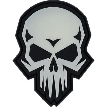 Nášivka 101INC Nášivka 3D plastová PSYCHO SKULL velcro GLOW IN THE DARK