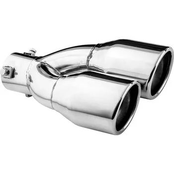 Koncovka výfuku ASSO koncovka výfuku nerezová dvojitá kulatá, vnější průměr 2 × 80 mm, délka 305 mm