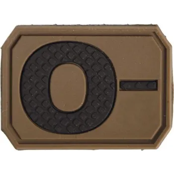 MIL-TEC® Nášivka plast 3D na suchém zipu krevní skupina 0- COYOTE