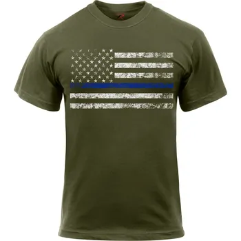 Pánská móda Triko THIN BLUE LINE US vlajka ZELENÉ Triko THIN BLUE LINE US vlajka ZELENÉ vel. XL