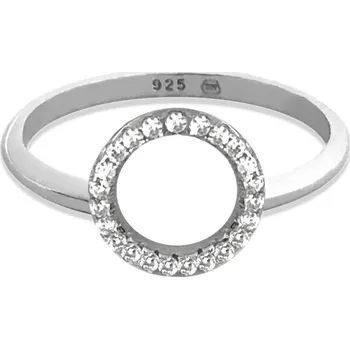 Prsten Stříbrný prsten KROUŽEK s bílými zirkony, 57