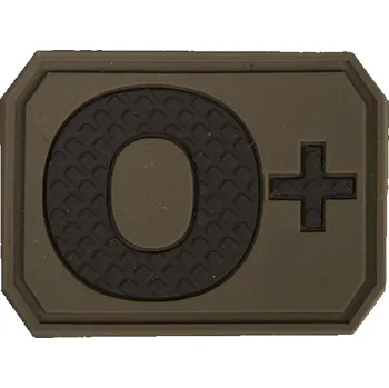 Nášivka MIL-TEC® Nášivka plast 3D na suchém zipu krevní skupina 0 ZELENÁ