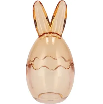 Dóza na potraviny Pastelová jantarová skleněná dóza vajíčko s oušky Rabbi - Ø 8*17 cm