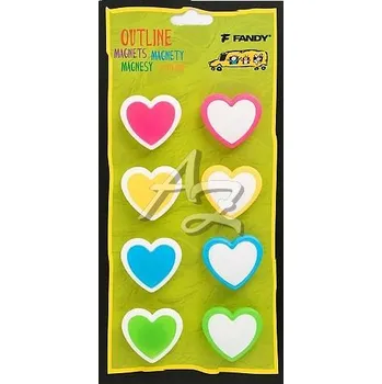 Dekorativní magnet magnety Outline 8ks 01, Srdce