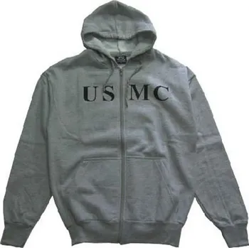 Pánská móda ROTHCO Mikina s kapucí USMC se zipem ŠEDÁ