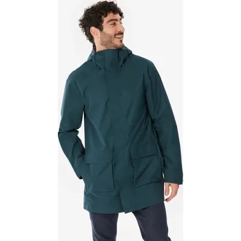 QUECHUA Pánská turistická bunda dlouhá nepromokavá NH500 XL MODRÁ|ZELENÁ