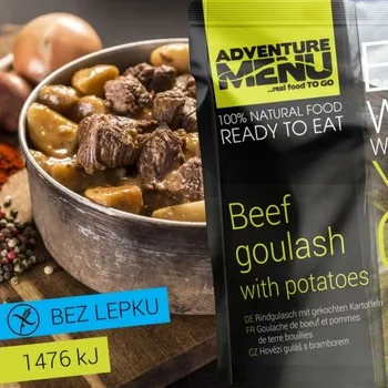 Hotové jídlo ADVENTURE MENU Hovězí guláš s bramborem - ADM sterilizované hotové jídlo