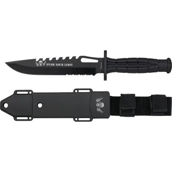 Bojový nůž Albainox Nůž RIGID s pevnou čepelí a pouzdrem ČERNÝ