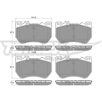 Brzdová destička Sada brzdových destiček, vždy 4 kusy v sadě TOMEX Brakes TX 60-21