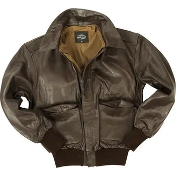 Pánský bomber MIL-TEC® Bunda kožená US A2 s límcem HNĚDÁ