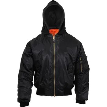 Pánský bomber Bunda s kapucí MA1 FLIGHT ČERNÁ Bunda s kapucí MA1 FLIGHT ČERNÁ vel. S