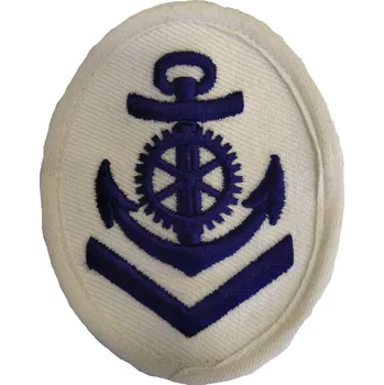 Příslušenství pro sportovní střelbu Armáda NVA/DDR Nášivka námořních jednotek NVA Obermaat Mechaniker ovál s kotvou a kormidlem V BÍLÁ