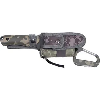 Sebeobrana MFH Nůž s pevnou čepelí zavírací nůž svítilna karabina ACU DIGITAL