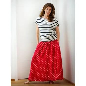 Dámská sukně Dlouhá sukně červený puntík s kapsami Velikost: XL