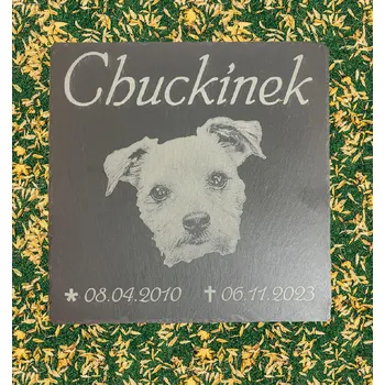 Smuteční dekorace JWD Náhrobek pro psa s fotkou, břidlice, 20x20