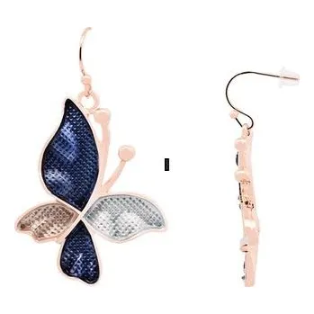 Náušnice Amorino Smaltové náušnice - Motýlci Barva: Modrá