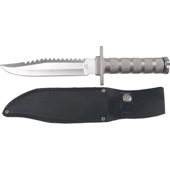 Multifunkční nůž FOX Outdoor Nůž na přežití celokovový s pouzdrem STŘÍBRNÝ