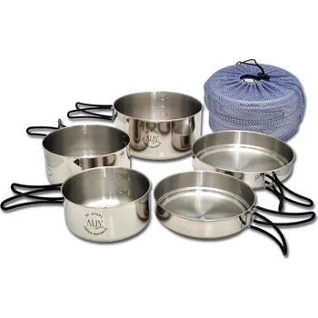 Kempingové nádobí ALB Nádobí EVEREST pětidílné nerez s obalem