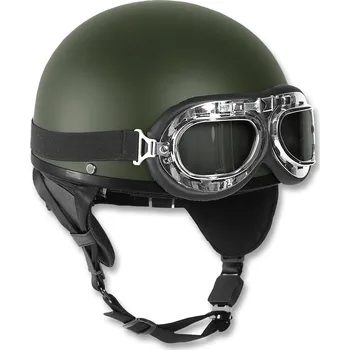 Motocyklové brýle Helma motocyklová RETRO včetně brýlí ZELENÁ Helma motocyklová RETRO včetně brýlí ZELENÁ vel. M