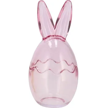 Dóza na potraviny Pastelová růžová skleněná dóza vajíčko s oušky Rabbi - Ø 8*17 cm